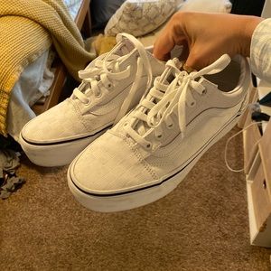 Platform white vans checked